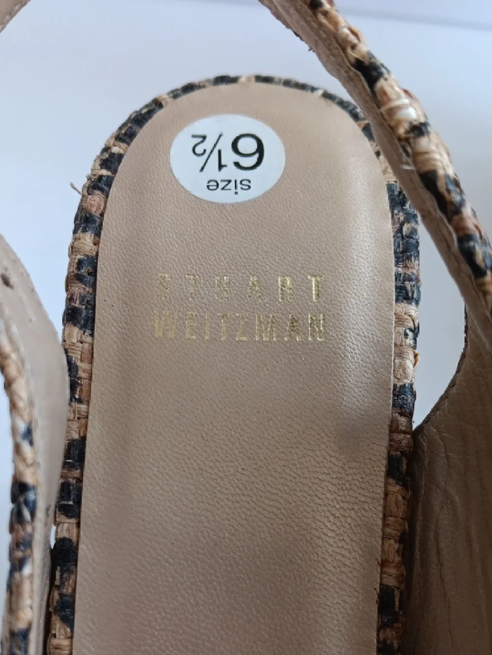 Stuart Weitzman"Jean" Leopard Print Cork Wedge Slingbacks Peep-toe 6.5 M( EUC) - Picture 12 of 16